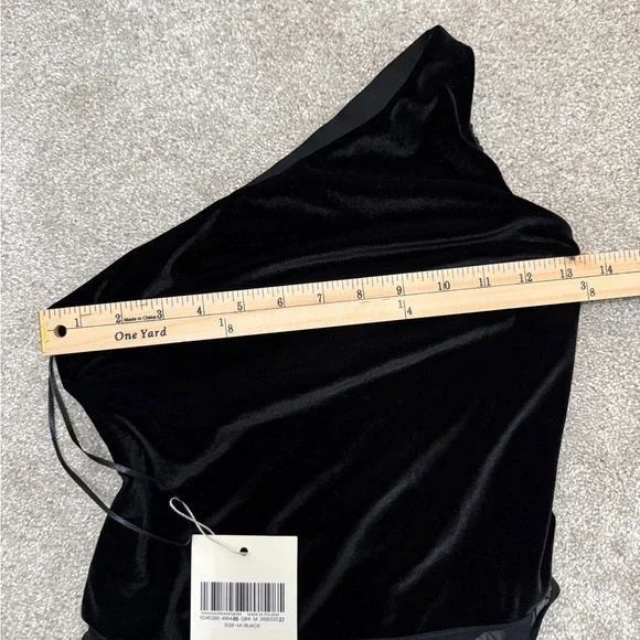 Undress Code - Reach for the Stars - Black Velvet One Shoulder Bodysuit - size M